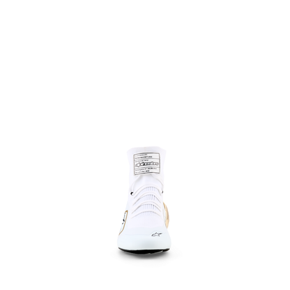 Zapatillas de Karting Alpinestars Supertech K FIA 8877-2022 Blanco/Negro/Dorado, vista lateral exterior