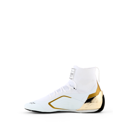 Zapatillas de Karting Alpinestars Supertech K FIA 8877-2022 Blanco/Negro/Dorado, vista lateral interior