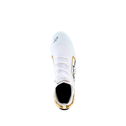 Zapatillas de Karting Alpinestars Supertech K FIA 8877-2022 Blanco/Negro/Dorado, vista trasera
