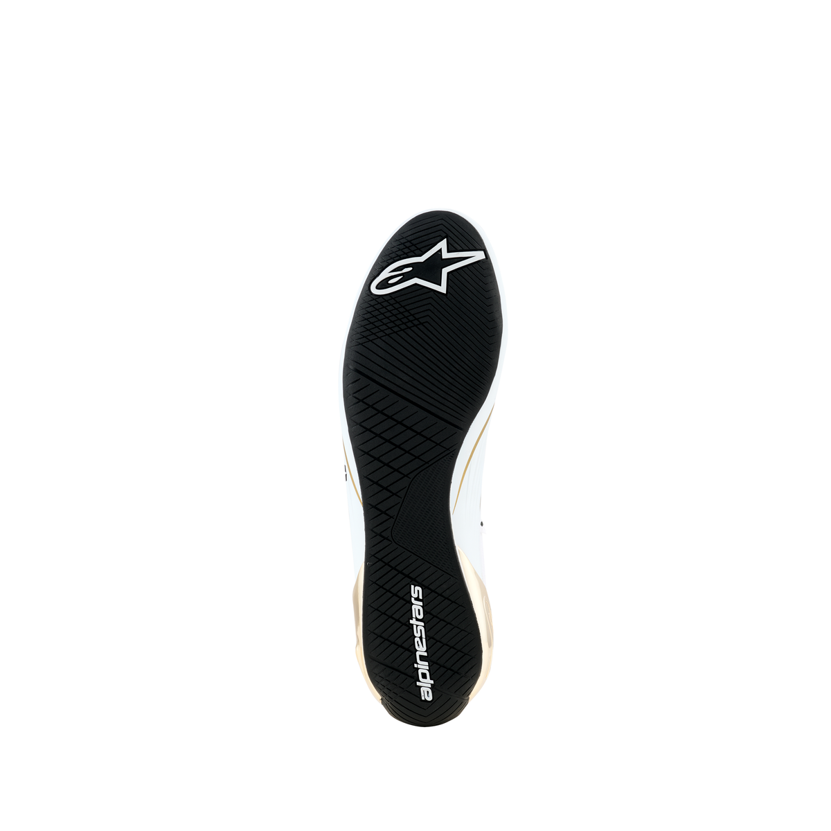 Zapatillas de Karting Alpinestars Supertech K FIA 8877-2022 Blanco/Negro/Dorado, suela