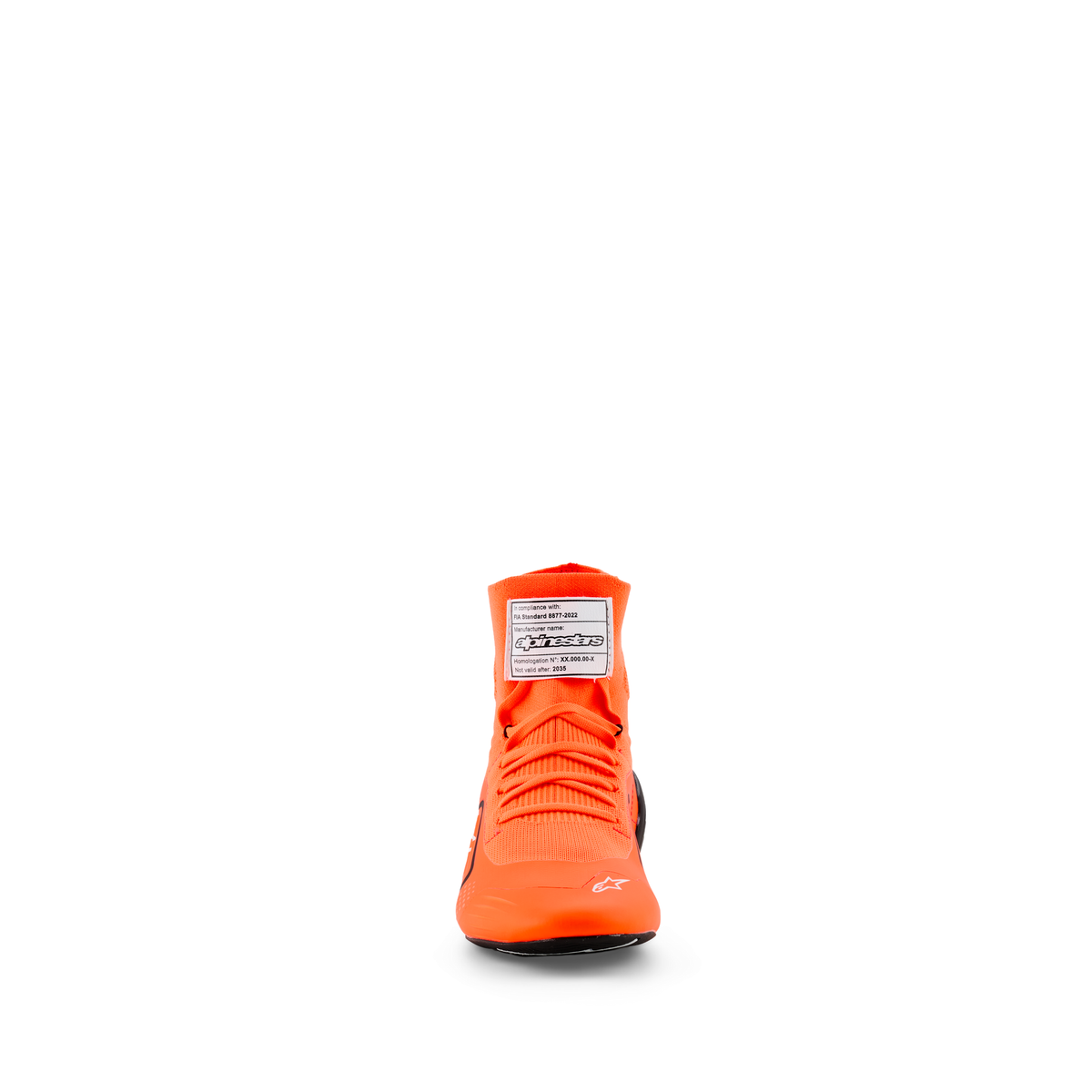 Zapatillas de Karting Alpinestars Supertech K FIA 8877-2022 Naranja Flúo/Negro/Blanco, vista lateral exterior