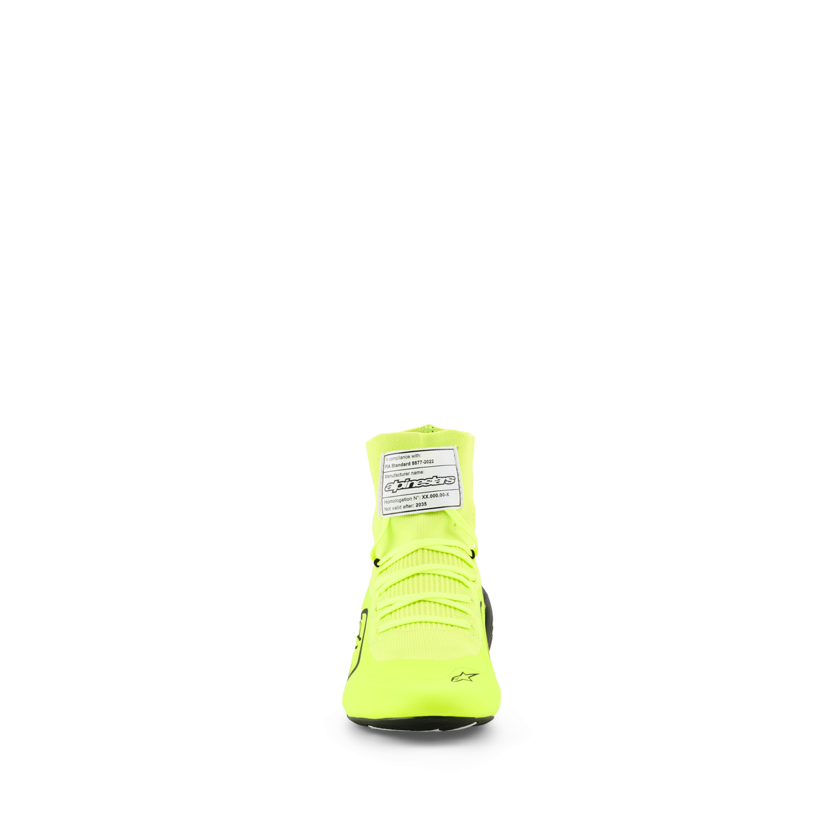 Zapatillas de Karting Alpinestars Supertech K FIA 8877-2022 Amarillo Flúo/Negro/Blanco, vista lateral exterior