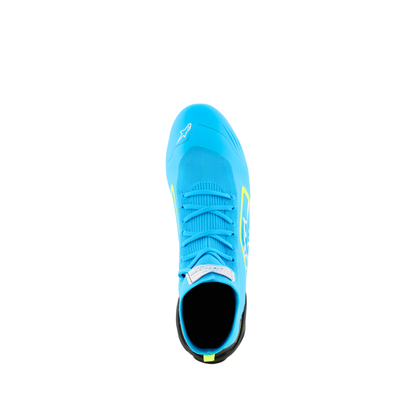 Zapatillas de Karting Alpinestars Supertech K FIA 8877-2022 Celeste/Negro/Blanco/Amarillo Flúo, vista trasera