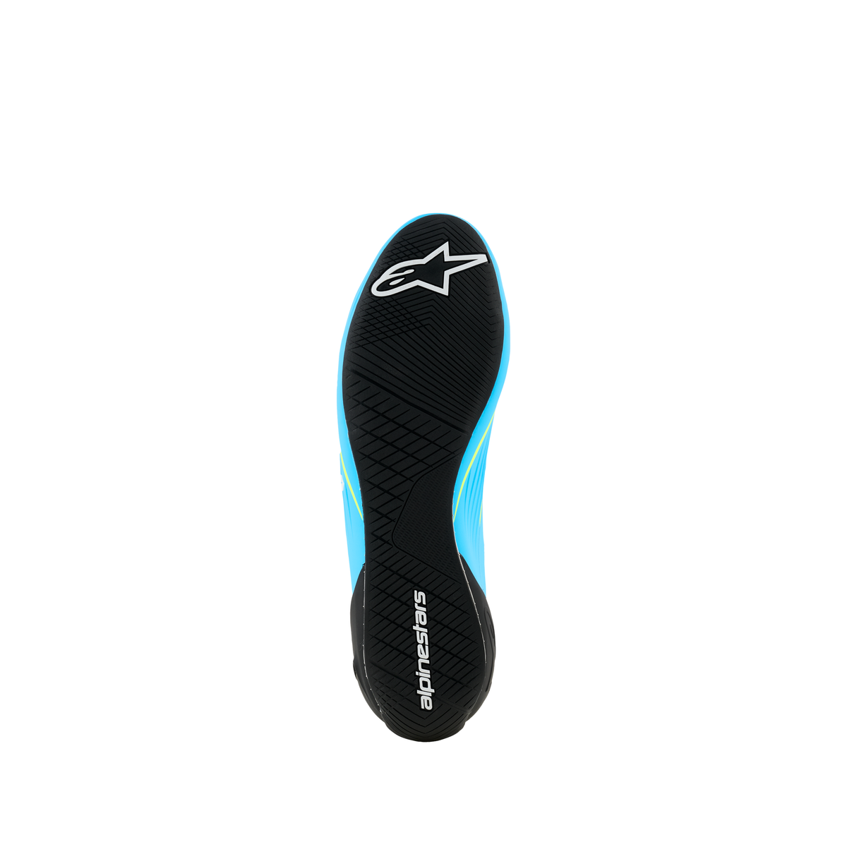Zapatillas de Karting Alpinestars Supertech K FIA 8877-2022 Celeste/Negro/Blanco/Amarillo Flúo, suela