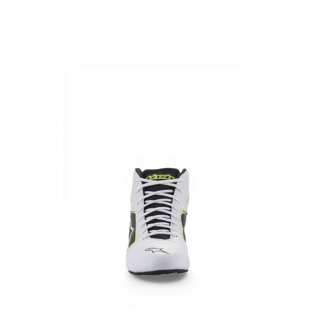 Zapatillas de Karting Alpinestars Tech-1 K Start V2 Blanco/Negro/Amarillo Flúo, vista lateral exterior