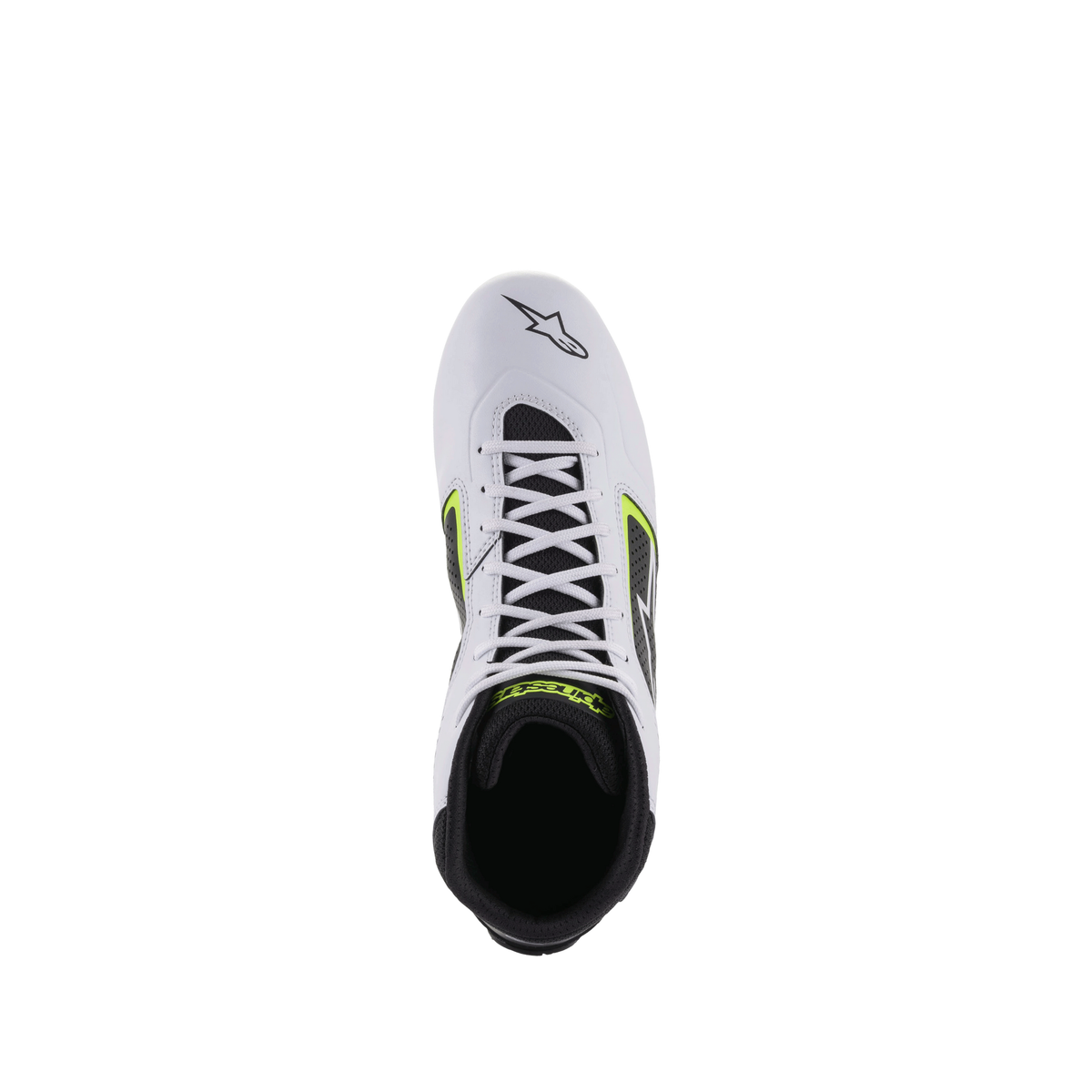 Zapatillas de Karting Alpinestars Tech-1 K Start V2 Blanco/Negro/Amarillo Flúo, vista trasera