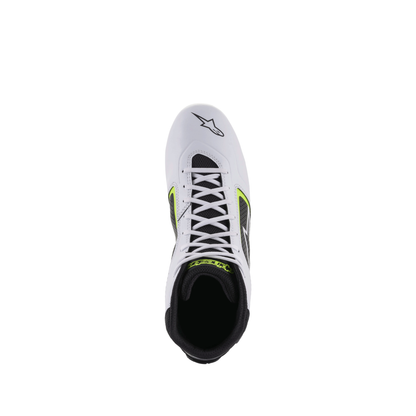 Zapatillas de Karting Alpinestars Tech-1 K Start V2 Blanco/Negro/Amarillo Flúo, vista trasera