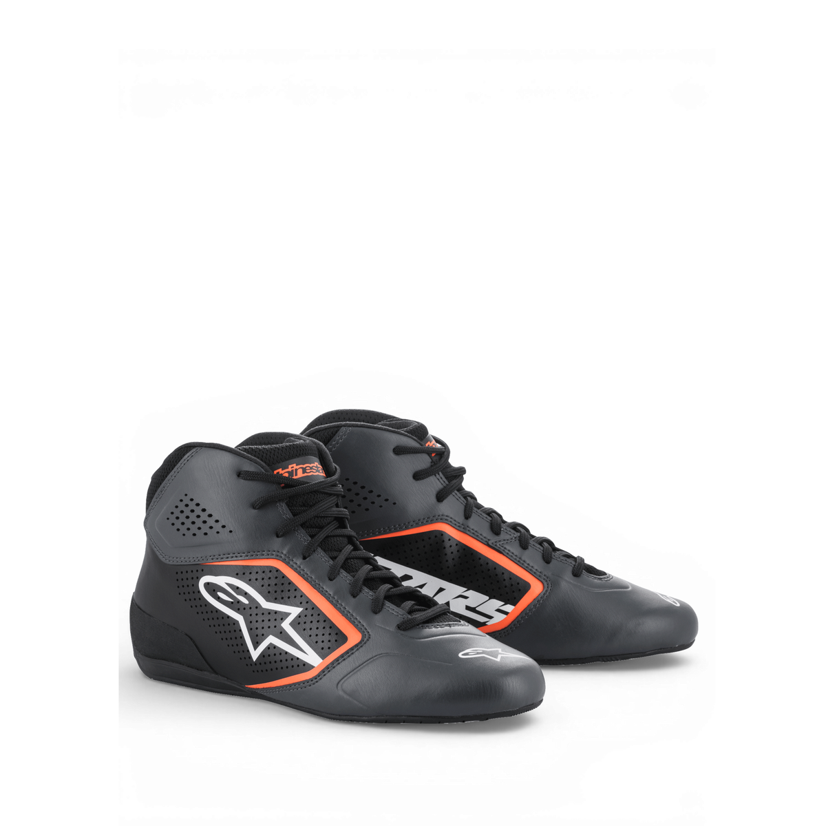 Zapatillas de Karting Alpinestars Tech-1 K Start V2 Asfalto/Negro/Naranja Flúo, vista frontal
