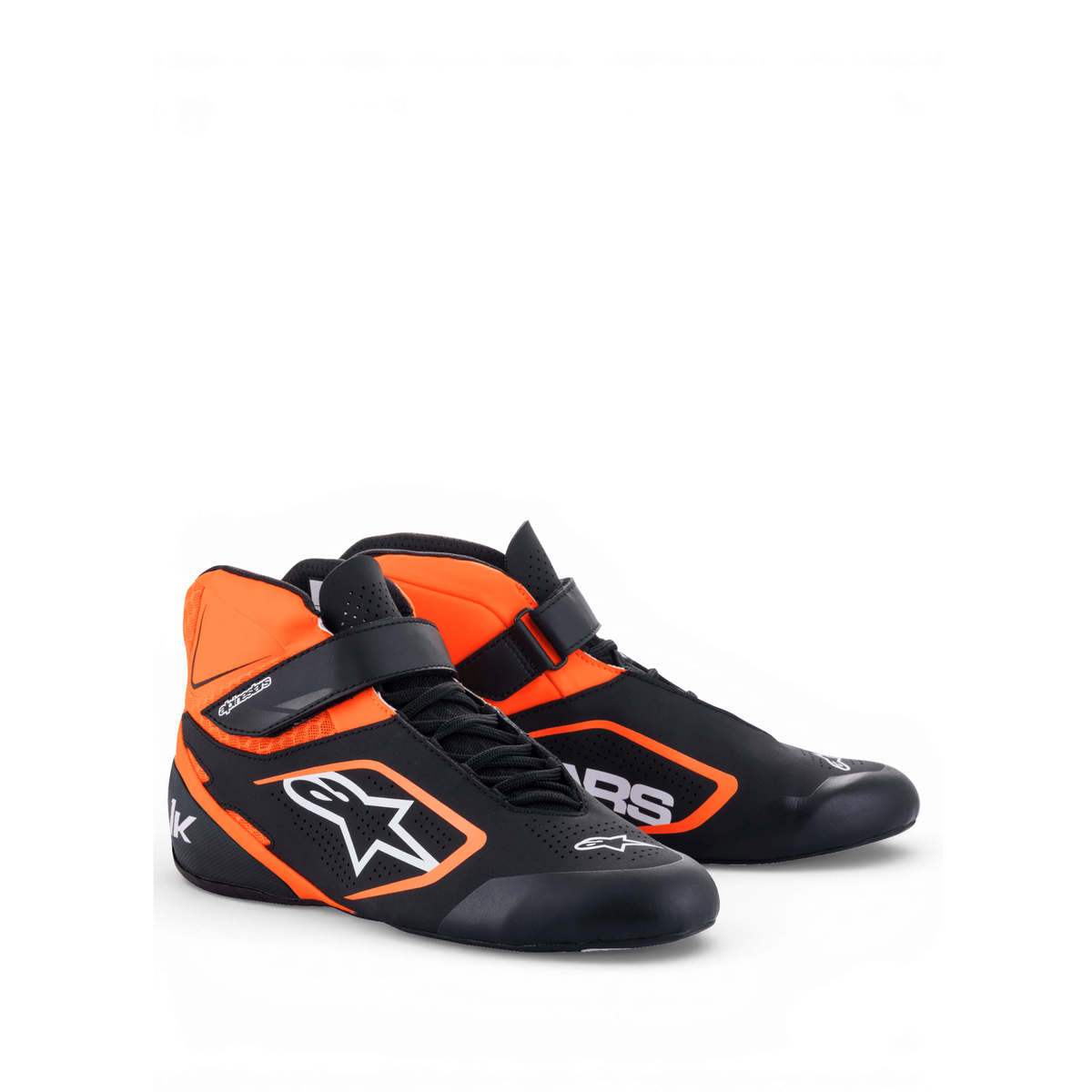 Zapatillas de Karting Alpinestars Tech-1 K V2 Negro/Naranja Flúo/Blanco, vista frontal