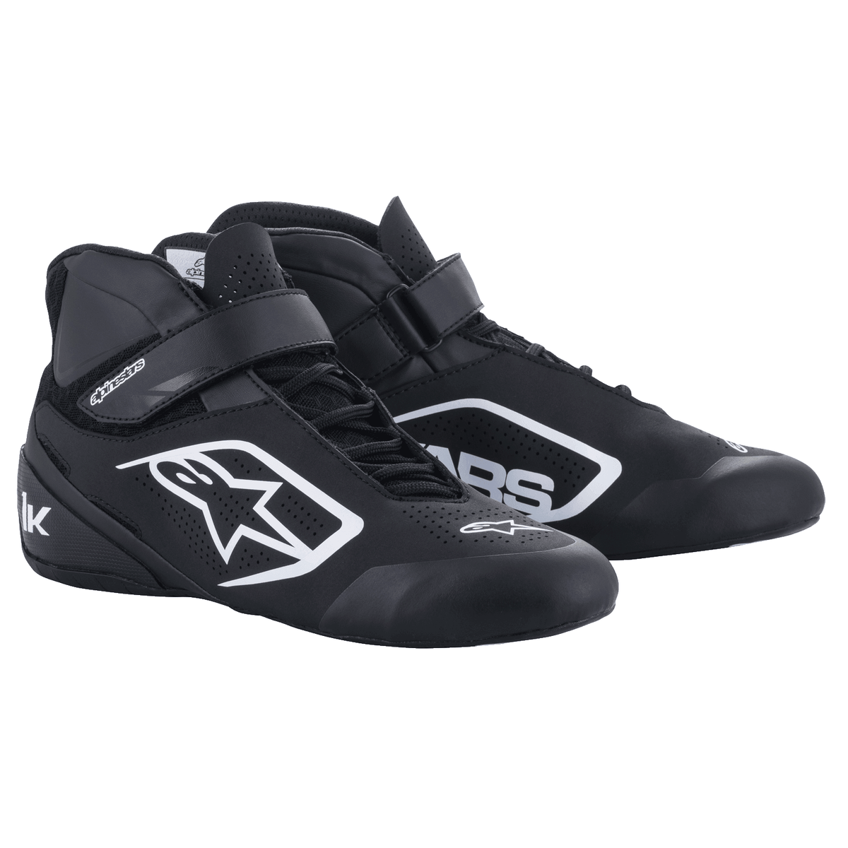 Zapatillas de Karting Alpinestars Tech-1 K V2 Negro/Blanco, vista frontal