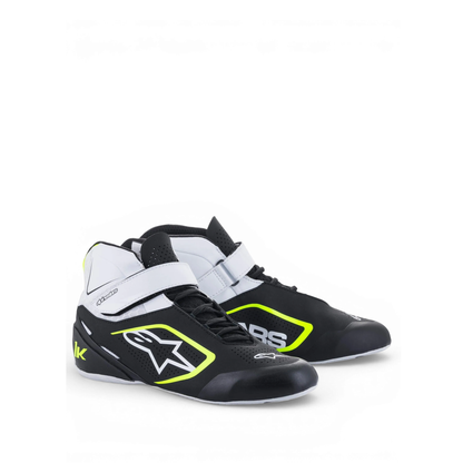 Zapatillas de Karting Alpinestars Tech-1 K V2 Negro/Blanco/Amarillo Flúo, vista frontal