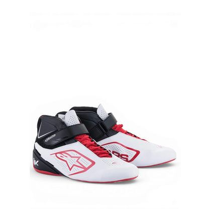 Zapatillas de Karting Alpinestars Tech-1 K V2 Blanco/Negro/Rojo, vista frontal