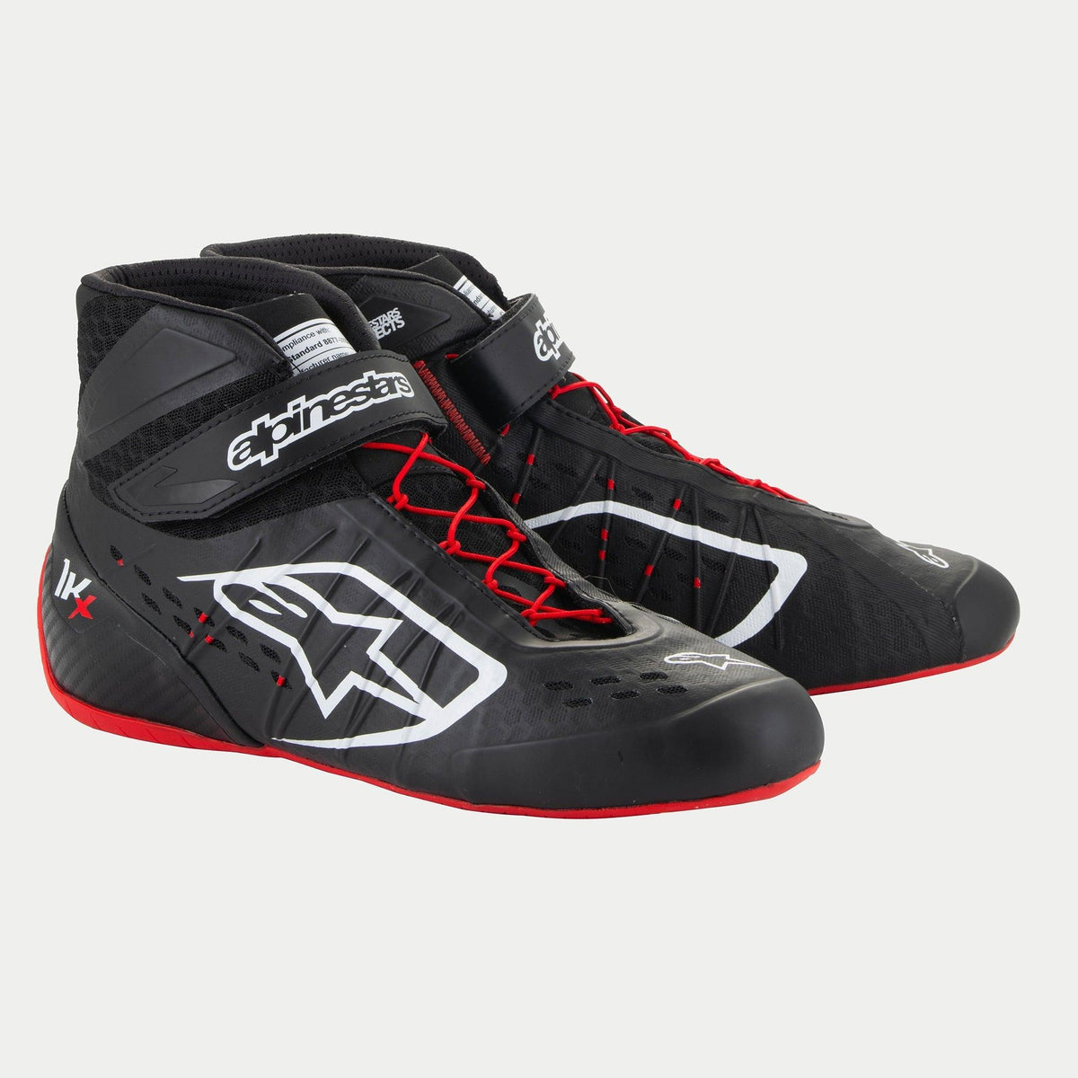 Zapatillas de Karting Alpinestars Tech-1 KX V3 FIA 8877-2022 Negro/Blanco/Rojo, vista frontal