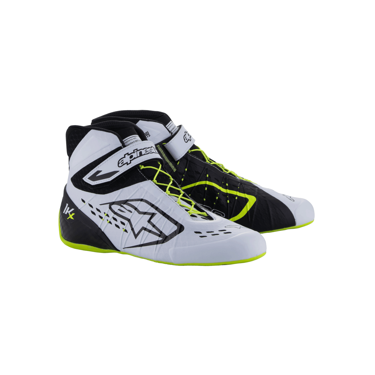 Zapatillas de Karting Alpinestars Tech-1 KX V3 FIA 8877-2022 Negro/Blanco/Amarillo Flúo, vista frontal