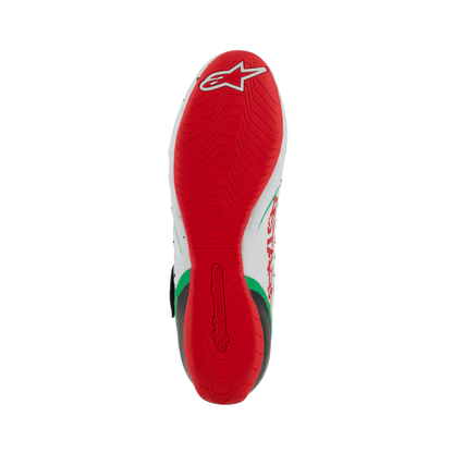 Zapatillas de Karting Alpinestars Tech-1 KX V3 FIA 8877-2022 Blanco/Verde/Rojo, suela