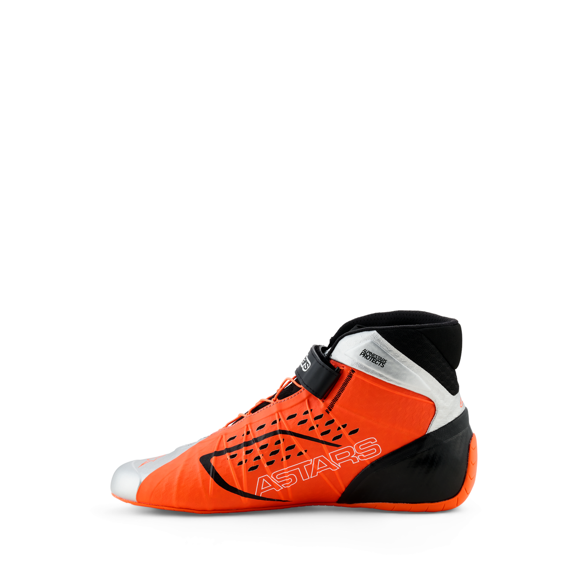 Zapatillas de Karting Alpinestars Tech-1 KX V3 FIA 8877-2022 Negro/Plata/Naranja Flúo, vista lateral interior