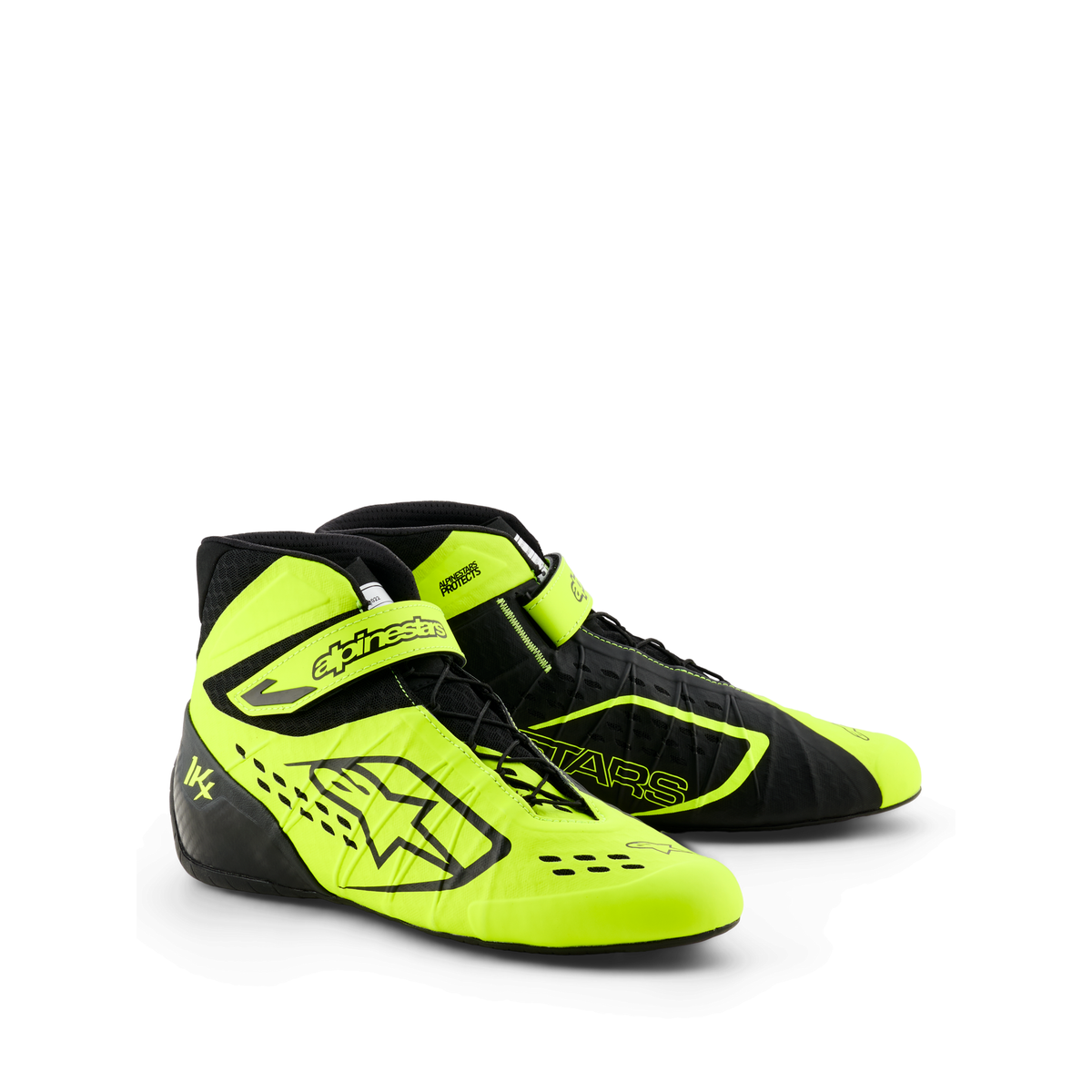 Zapatillas de Karting Alpinestars Tech-1 KX V3 FIA 8877-2022 Negro/Amarillo Flúo, vista frontal