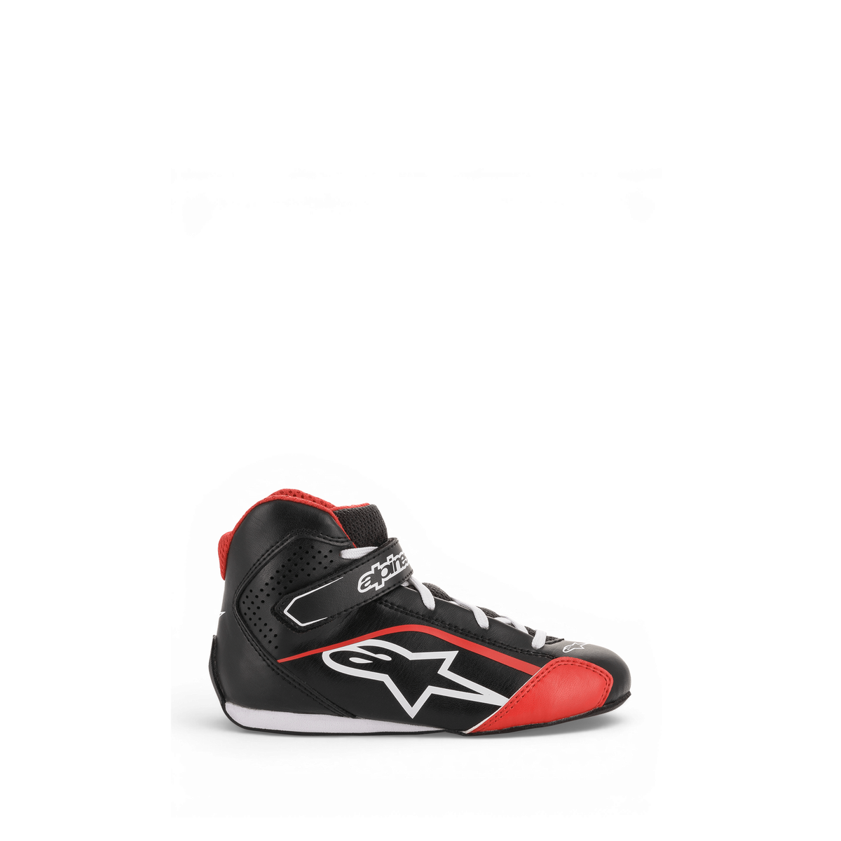 Zapatillas de Karting Infantiles Alpinestars Tech-1 K S Negro/Blanco/Rojo, vista tres cuartos