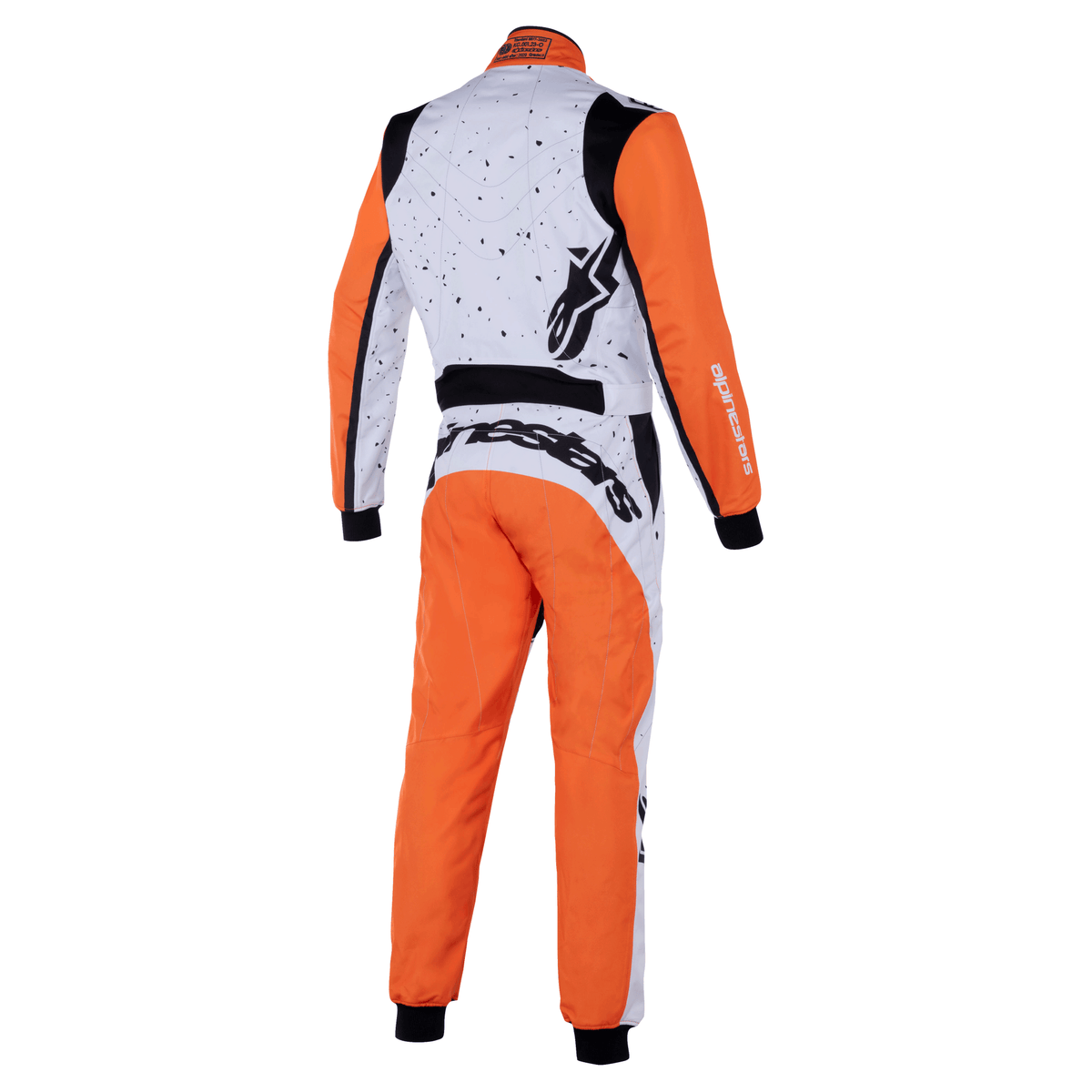 Traje de Karting Alpinestars KMX-9 V3 Graphic 6 FIA 8877-2022 Blanco/Naranja/Negro, vista trasera