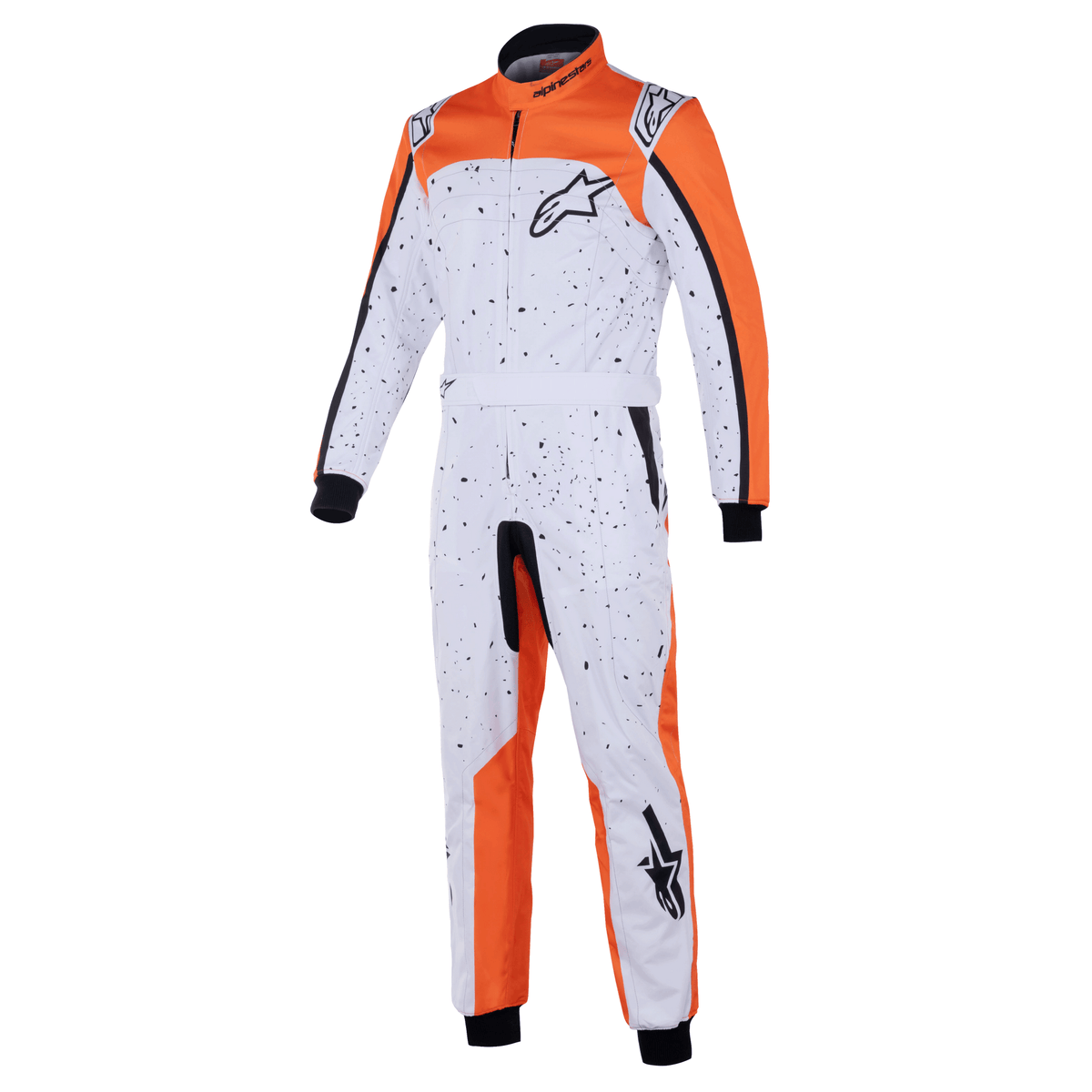 Traje de Karting Alpinestars KMX-9 V3 Graphic 6 FIA 8877-2022 Blanco/Naranja/Negro, vista frontal