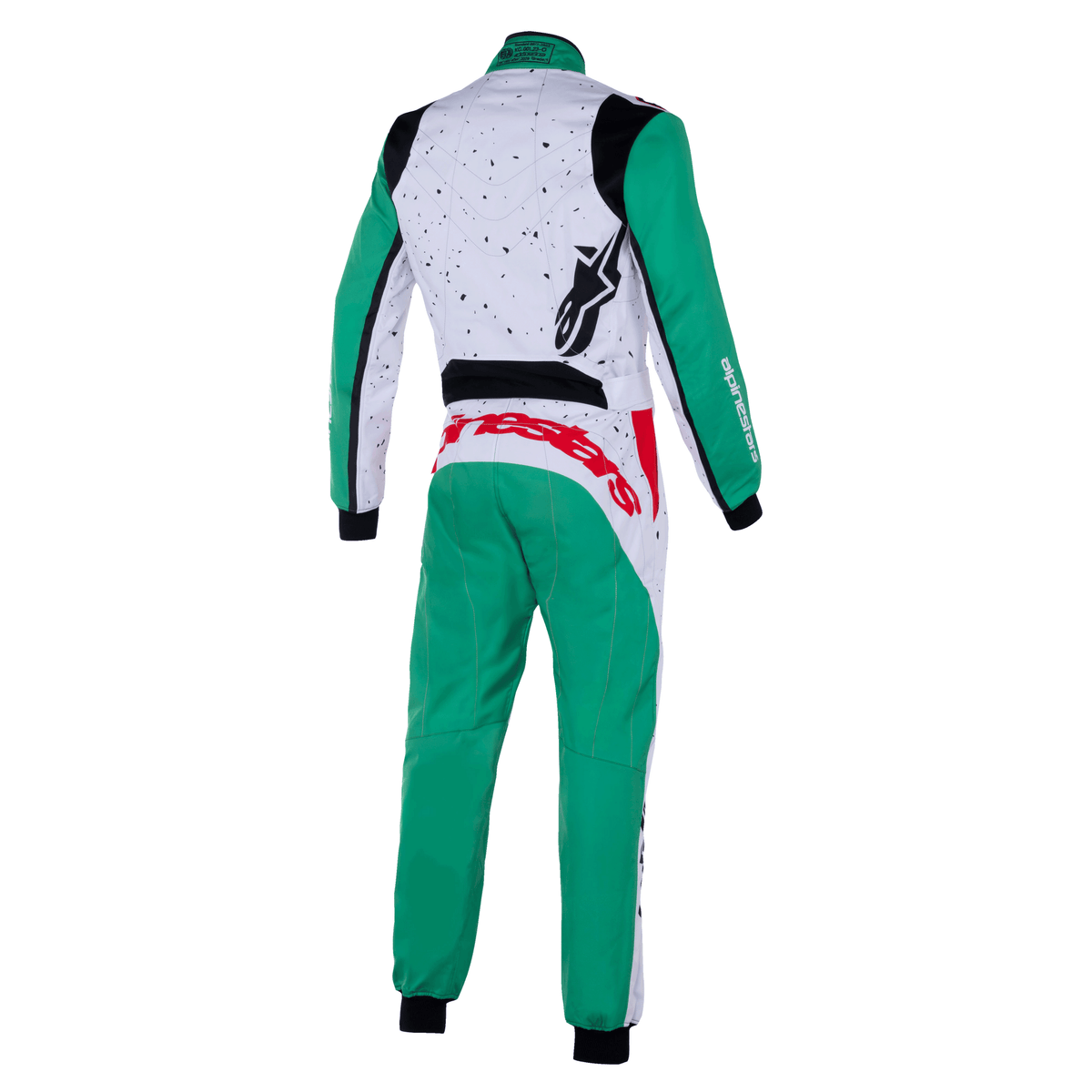 Traje de Karting Alpinestars KMX-9 V3 Graphic 6 FIA 8877-2022 Blanco/Verde/Rojo, vista trasera