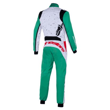 Traje de Karting Alpinestars KMX-9 V3 Graphic 6 FIA 8877-2022 Blanco/Verde/Rojo, vista trasera