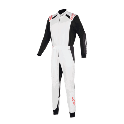 Traje de Karting Alpinestars KMX-5 V3 FIA 8877-2022 Blanco/Negro/Rojo Brillante, vista frontal