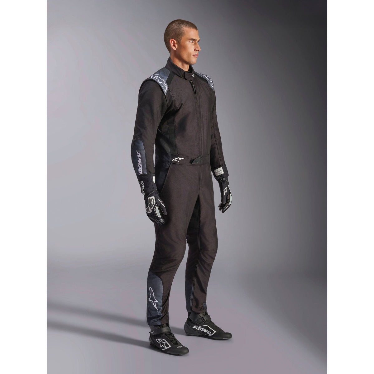Traje de Karting Alpinestars KMX-5 V3 FIA 8877-2022 Negro/Dark Shadow, vista lateral delantera