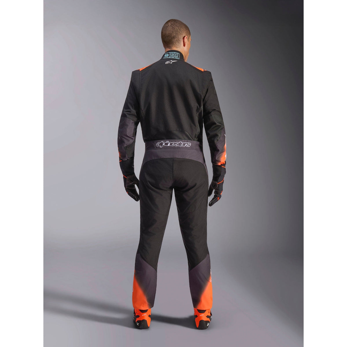 Traje de Karting Alpinestars KMX-5 V3 FIA 8877-2022 Negro/Blanco/Naranja Flúo, vista trasera