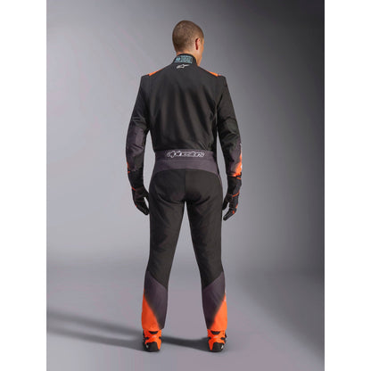 Traje de Karting Alpinestars KMX-5 V3 FIA 8877-2022 Negro/Blanco/Naranja Flúo, vista trasera