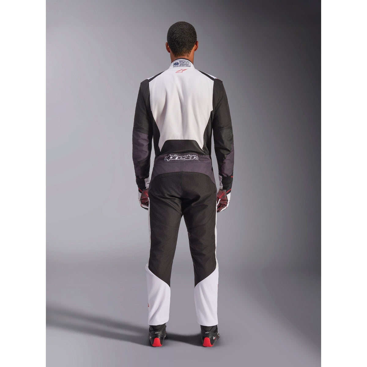 Traje de Karting Alpinestars KMX-5 V3 FIA 8877-2022 Blanco/Negro/Rojo Brillante, vista trasera