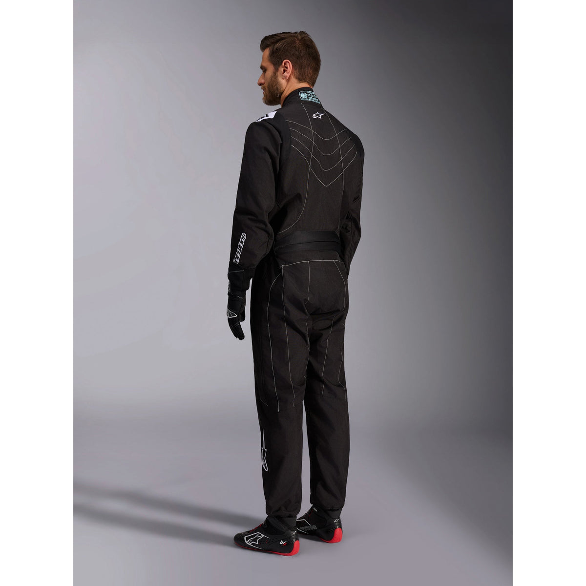 Traje de Karting Alpinestars KMX-9 V3 FIA 8877-2022 Negro/Blanco, vista lateral trasera
