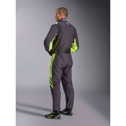 Traje de Karting Alpinestars KMX-9 V3 Graphic 3 FIA 8877-2022 Negro/Amarillo Flúo, vista lateral trasera