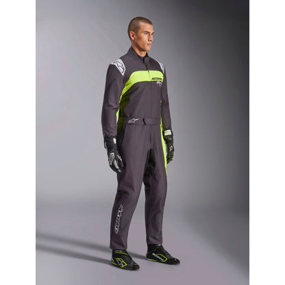 Traje de Karting Alpinestars KMX-9 V3 Graphic 3 FIA 8877-2022 Negro/Amarillo Flúo, vista lateral delantera