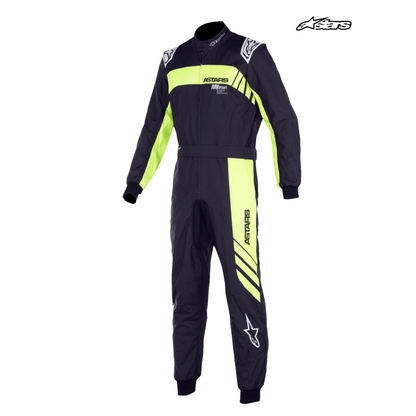 Traje de Karting Infantil Alpinestars KMX-9 V3 S Graphic 3 FIA 8877-2022 Negro/Amarillo Flúo, vista frontal