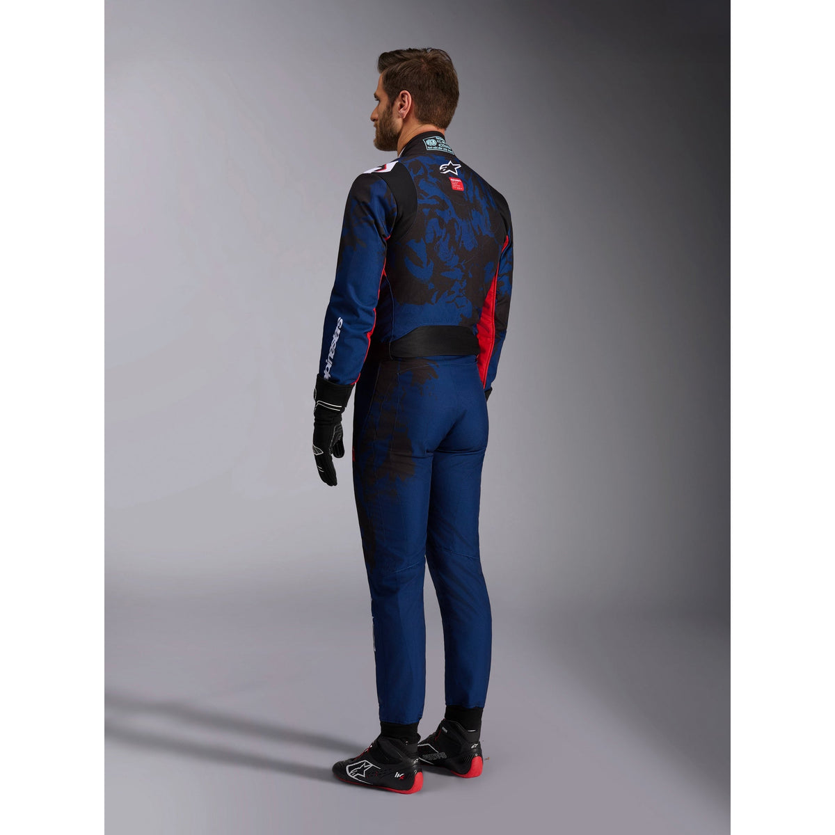 Traje de Karting Alpinestars KMX-9 V3 Graphic 5 FIA 8877-2022 Navy/Rojo, vista lateral trasera