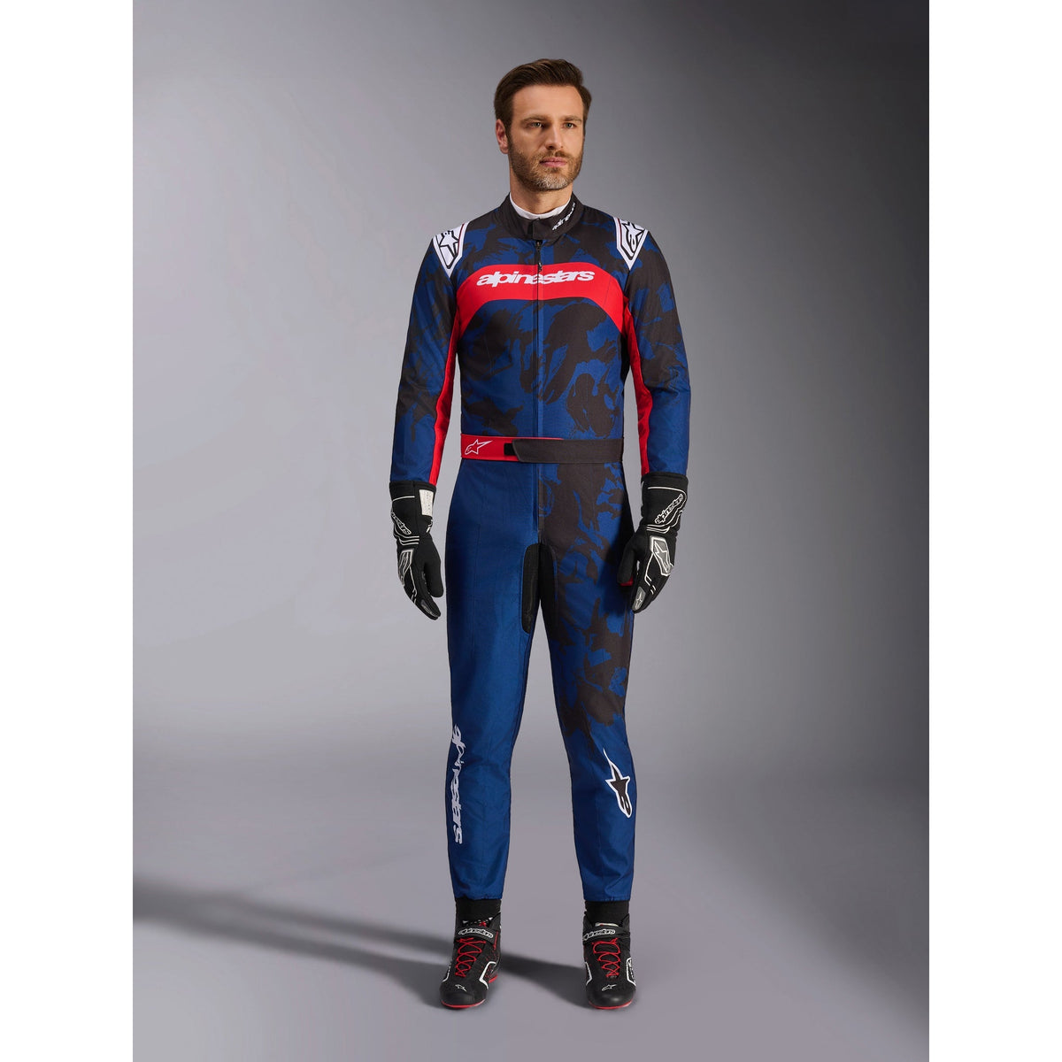 Traje de Karting Alpinestars KMX-9 V3 Graphic 5 FIA 8877-2022 Navy/Rojo, vista frontal