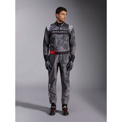 Traje de Karting Alpinestars KMX-9 V3 Graphic 5 FIA 8877-2022 Gris Oscuro/Negro, vista frontal