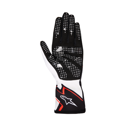 Guantes de Karting Alpinestars Tech-1 K Race V2 Graphic 1 Blanco/Negro/Naranja, vista trasera