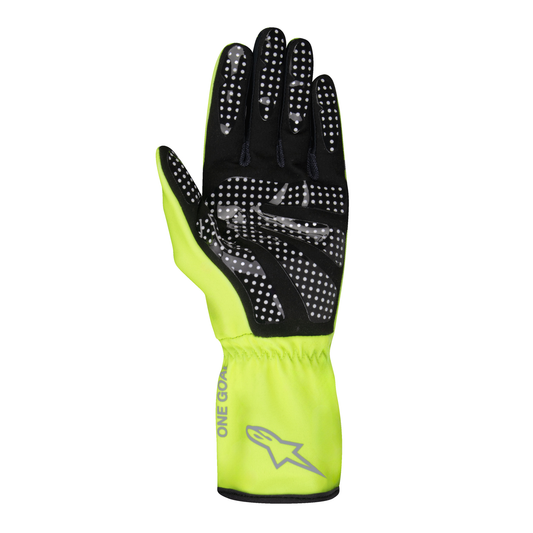 Guantes de Karting Alpinestars Tech-1 K Race V2 Pure Amarillo Flúo/Gris/Plata, vista trasera