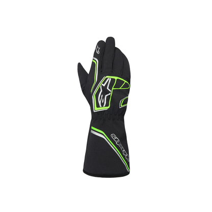 Guantes de Karting Impermeables Infantiles Alpinestars Tempest V3 S FIA 8877-2022 Negro/Verde Flúo, vista frontal