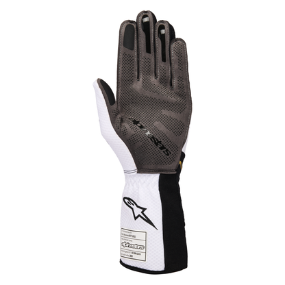 Guantes de Karting Alpinestars Tech-1 KX V4 FIA 8877-2022 Blanco/Negro/Dorado, vista trasera