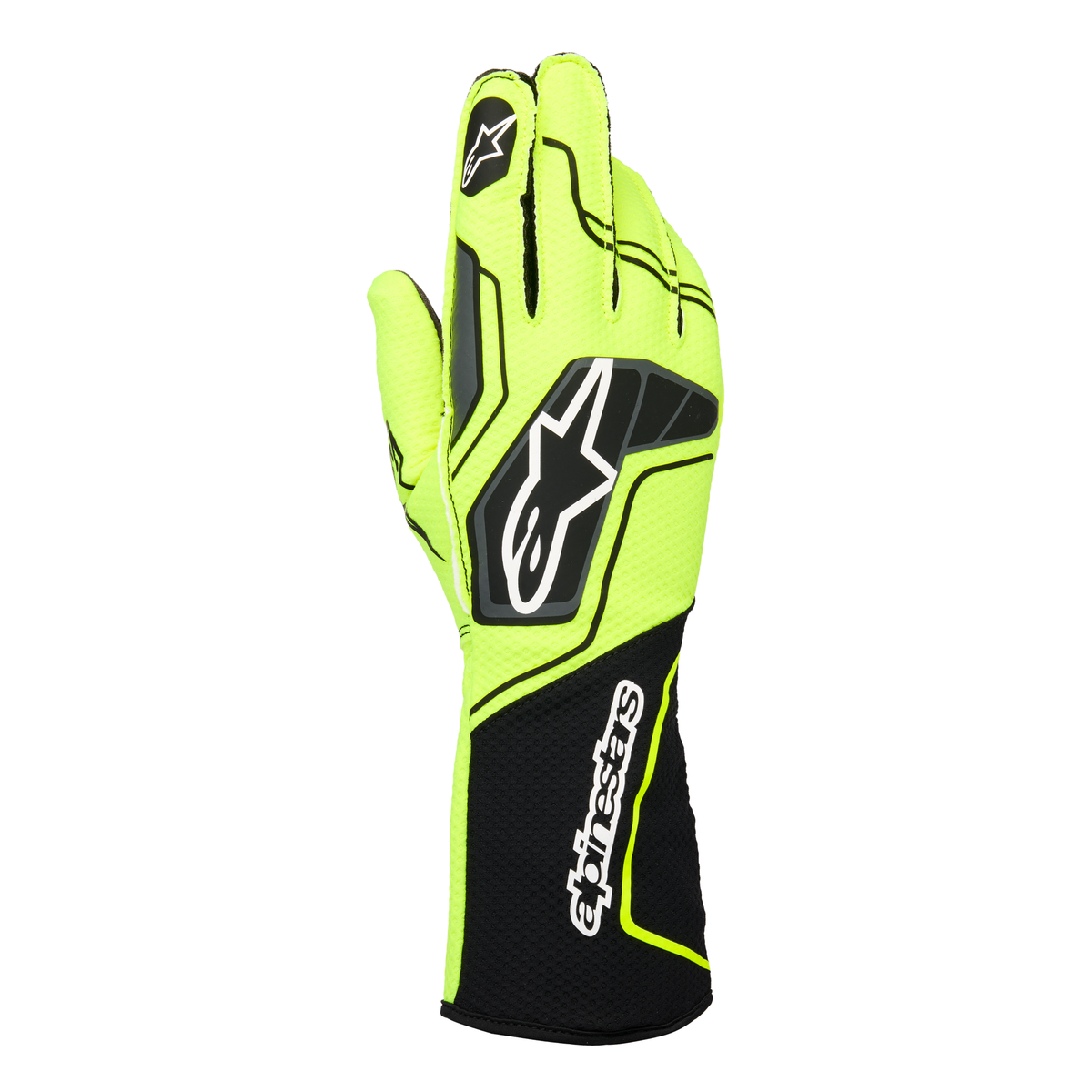 Guantes de Karting Alpinestars Tech-1 KX V4 FIA 8877-2022 Amarillo Flúo/Negro, vista frontal