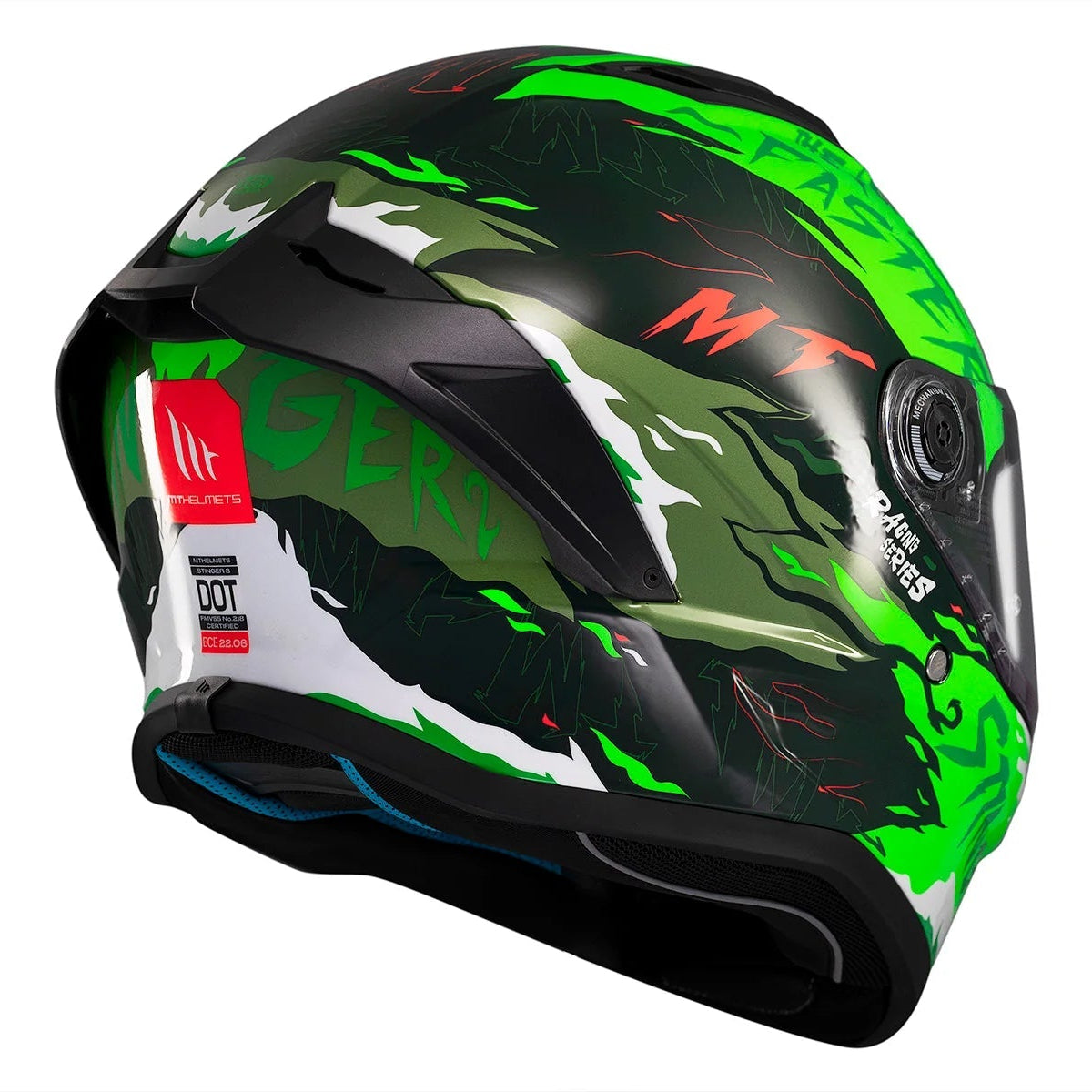 Casco integral MT Stinger 2 Ardent C6 Fluor Brillo
