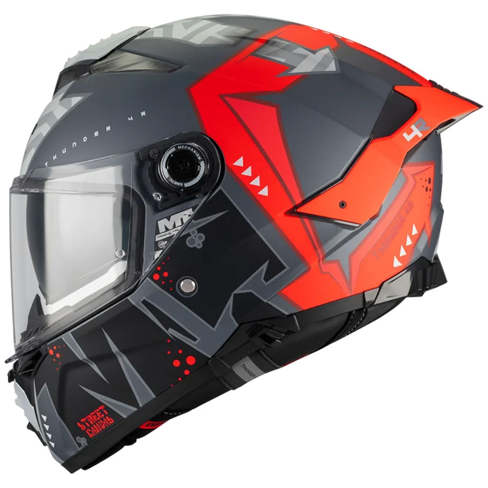 Casco MT Helmets Thunder 4 R SV Canvas Gris/Negro/Rojo mate (C5), vista 2