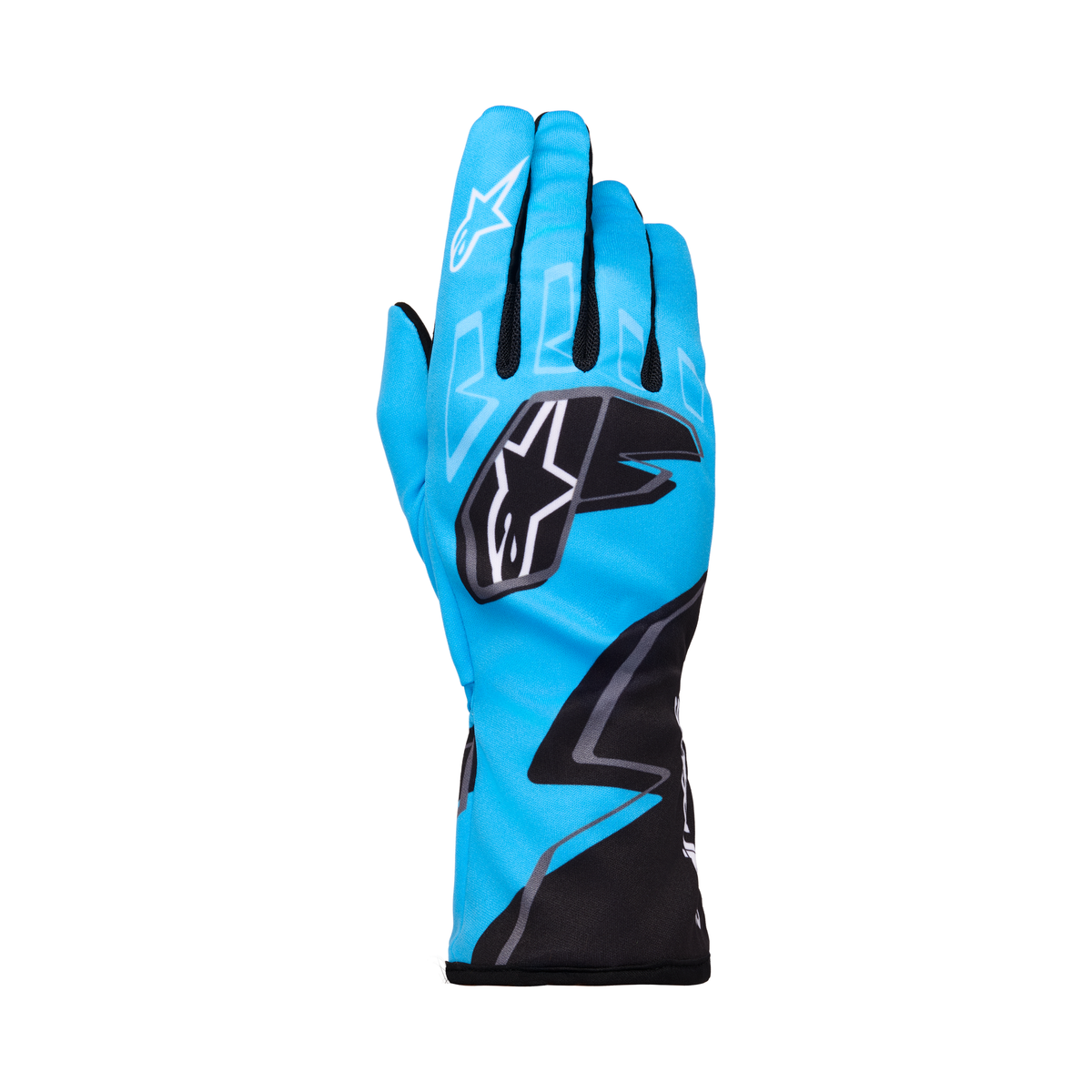 Guantes de Karting Alpinestars Tech-1 K Race V2 Graphic 1 Cian/Negro/Blanco, vista frontal