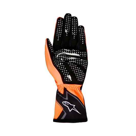 Guantes de Karting Alpinestars Tech-1 K Race V2 Graphic 1 Naranja Flúo/Negro/Blanco, vista trasera