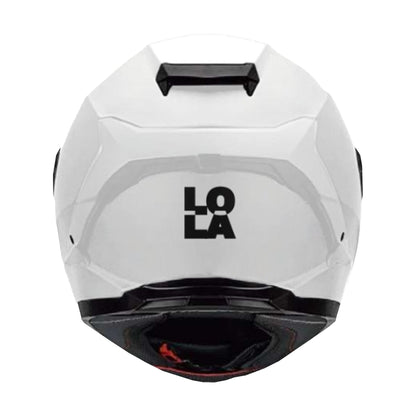 Casco Lola Helmets Nude Blanco Brillo, vista trasera