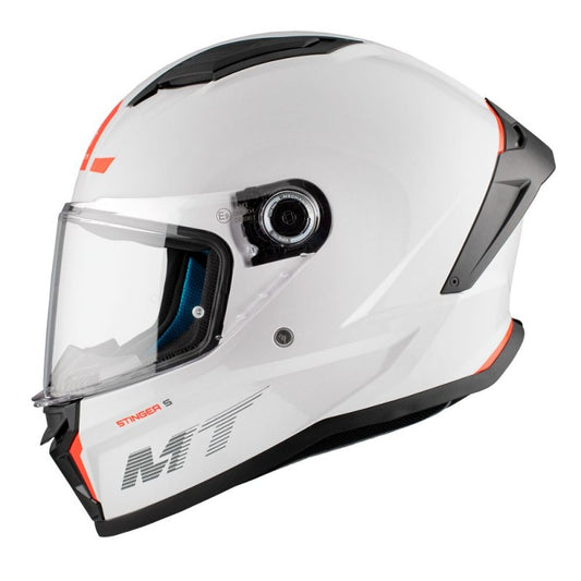 Casco integral MT Stinger 2 Solid A0 Blanco Perla Brillo